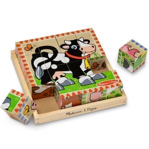 Melissa & Doug Farm Wooden Cube Puzzle With Storage Tray